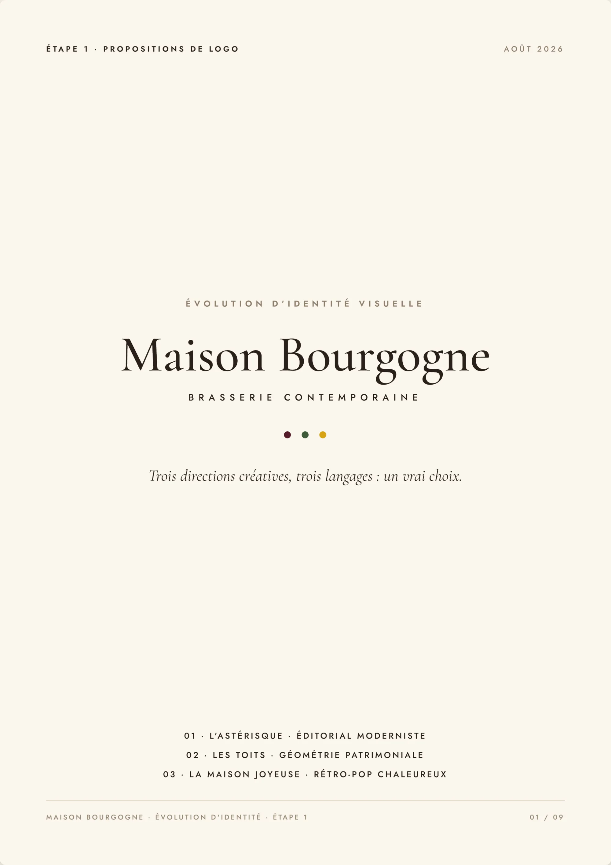 Évolution d'identité, couverture